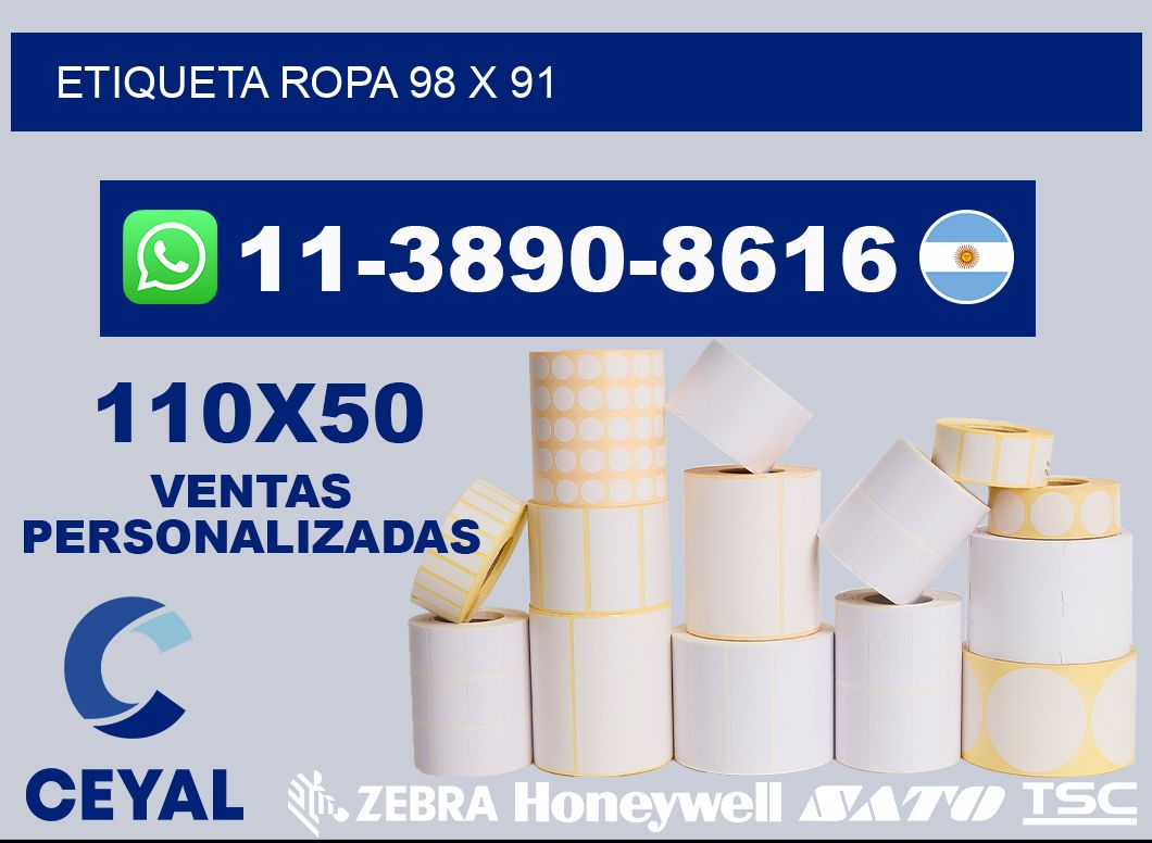 etiqueta ropa 98 x 91