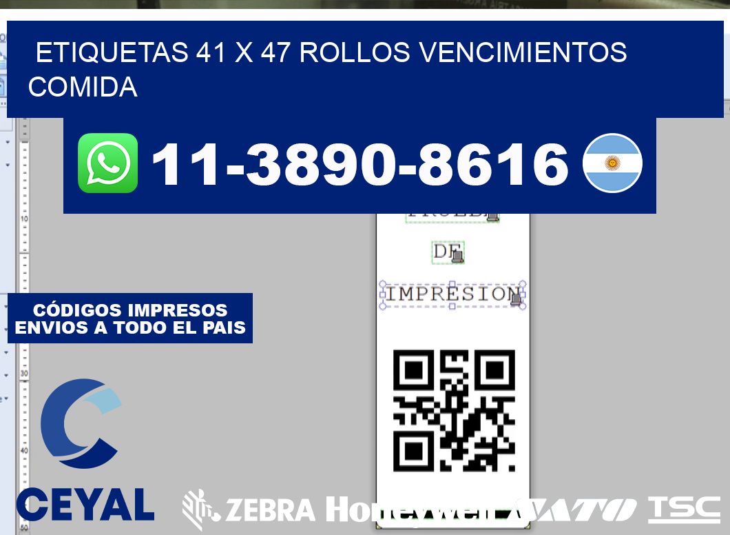 etiquetas 41 x 47 rollos vencimientos comida