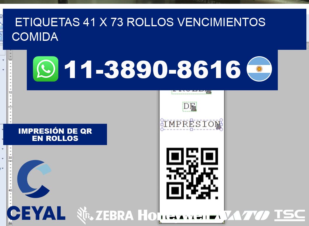 etiquetas 41 x 73 rollos vencimientos comida