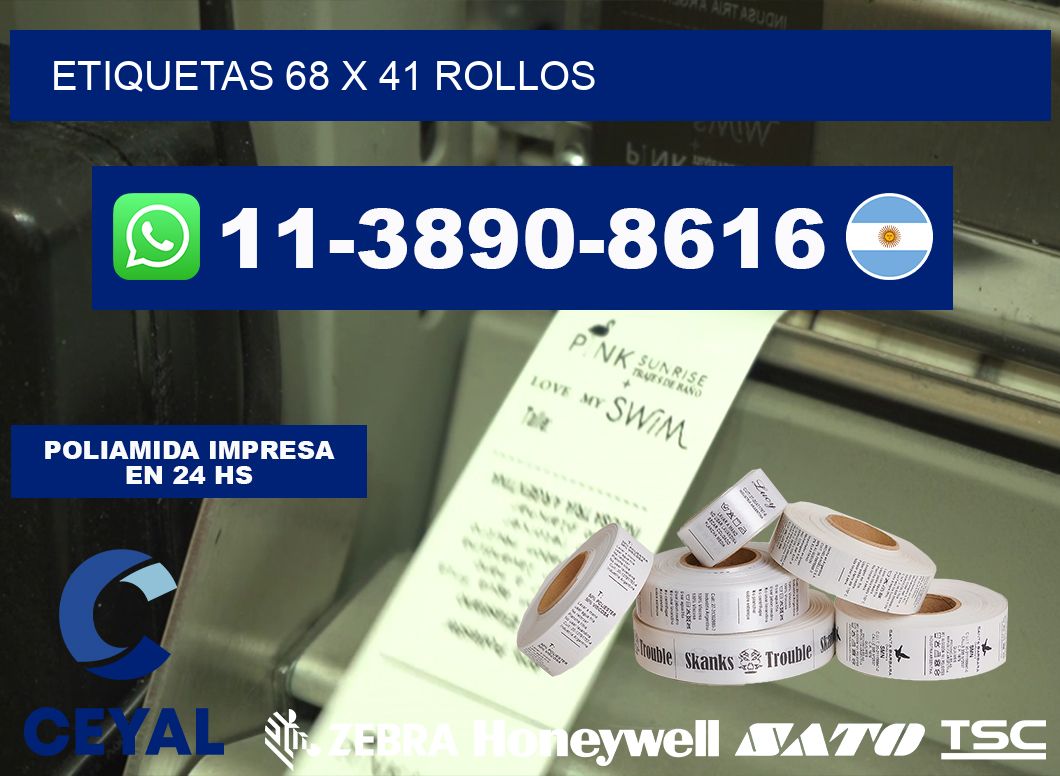 etiquetas 68 x 41 rollos