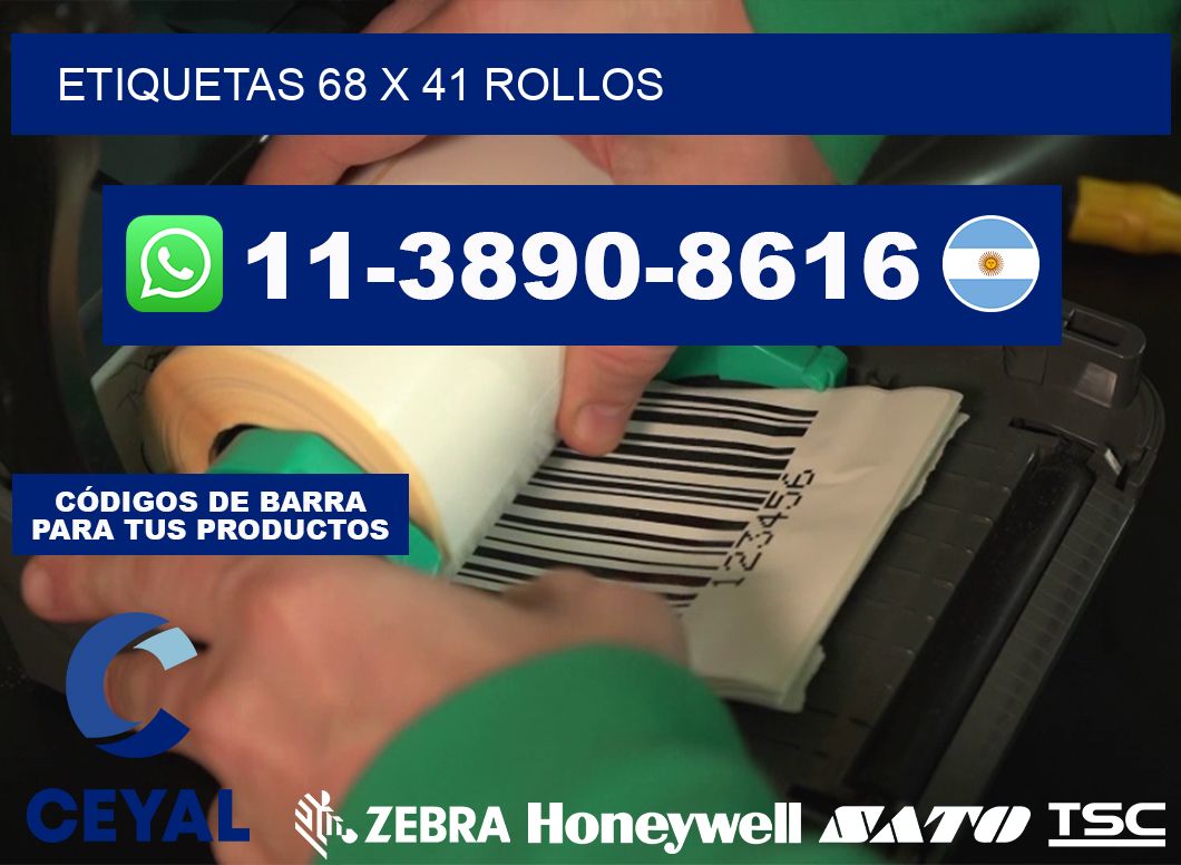 etiquetas 68 x 41 rollos