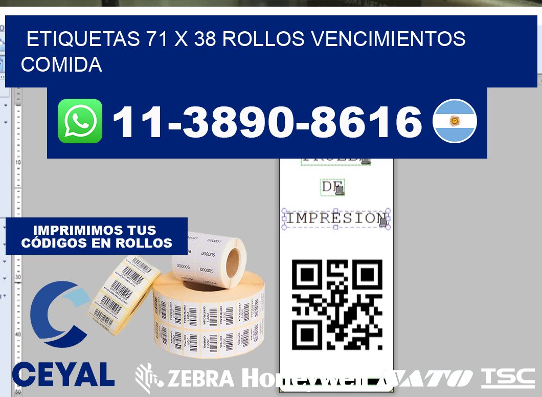 etiquetas 71 x 38 rollos vencimientos comida