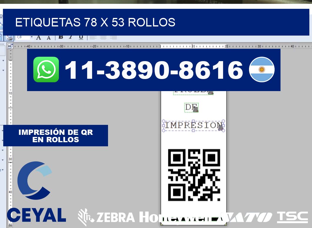 etiquetas 78 x 53 rollos