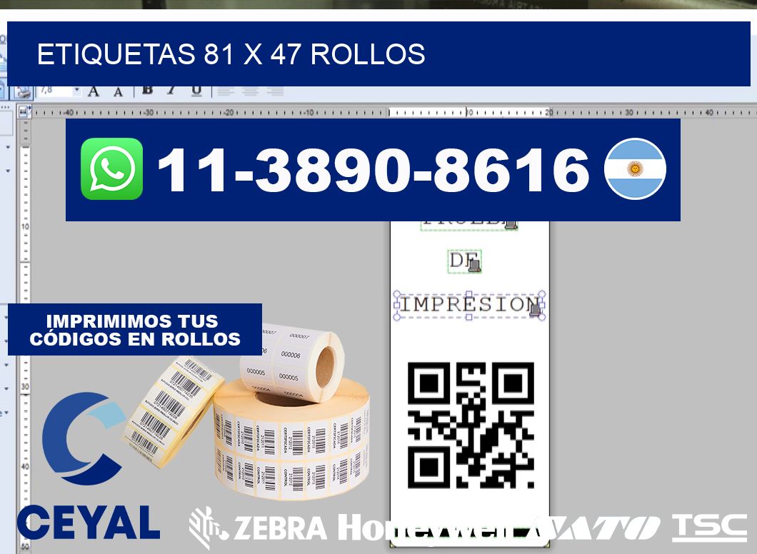 etiquetas 81 x 47 rollos