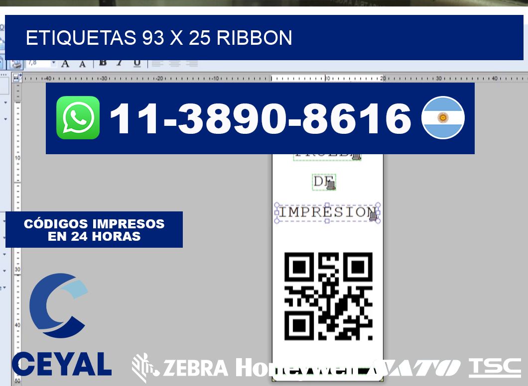 etiquetas 93 x 25 ribbon