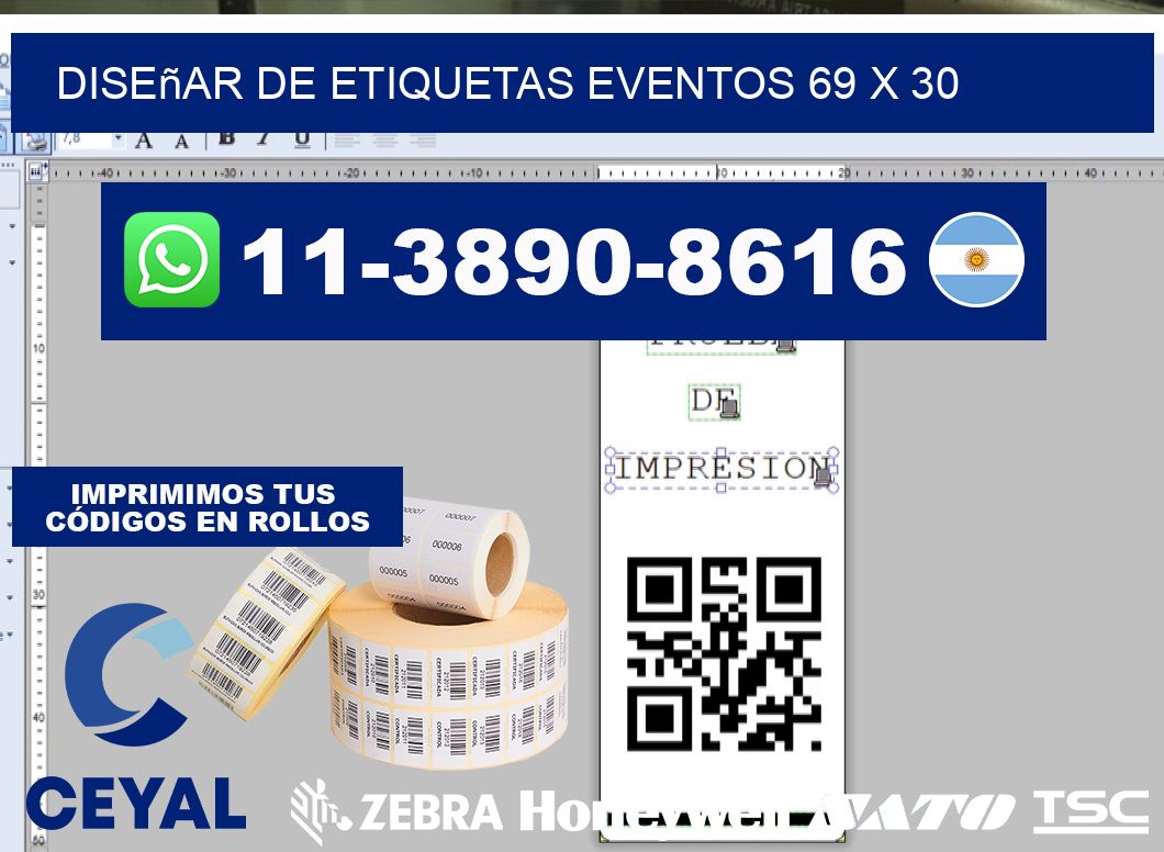 diseñar de etiquetas eventos 69 x 30