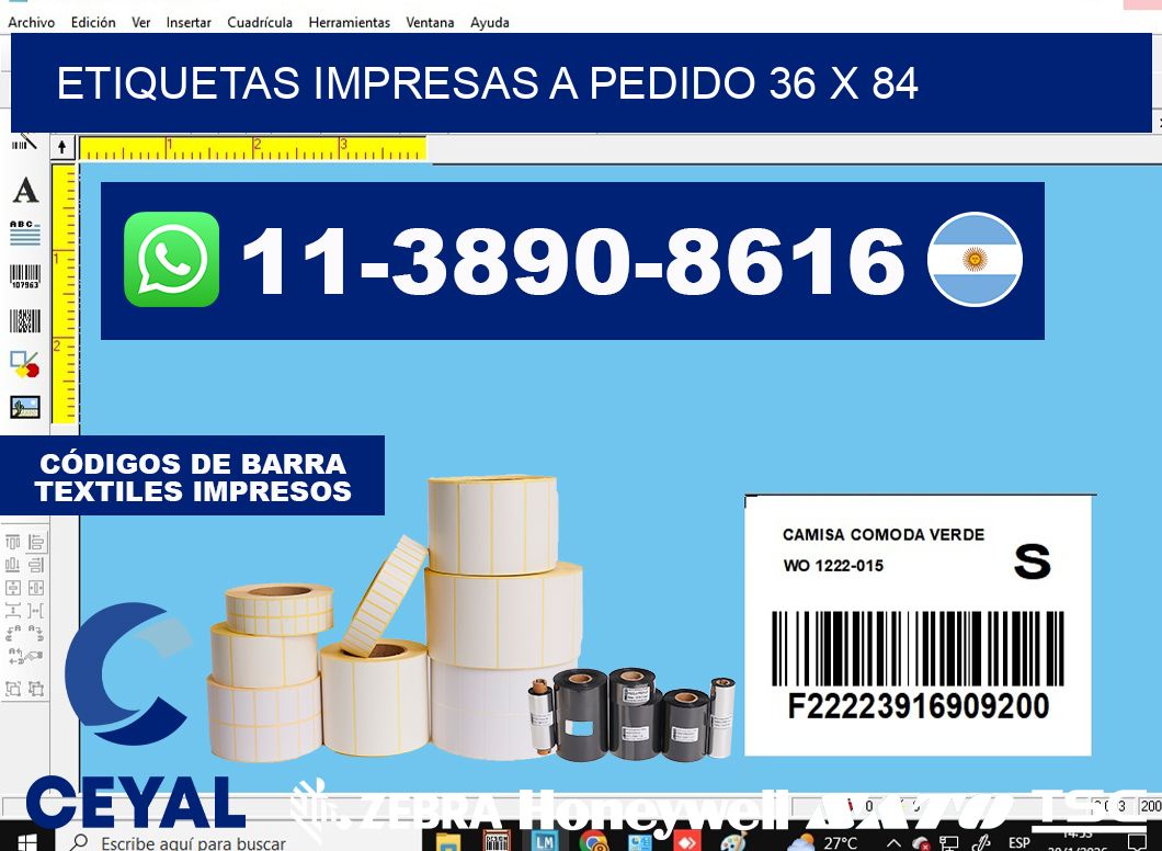 etiquetas impresas a pedido 36 x 84