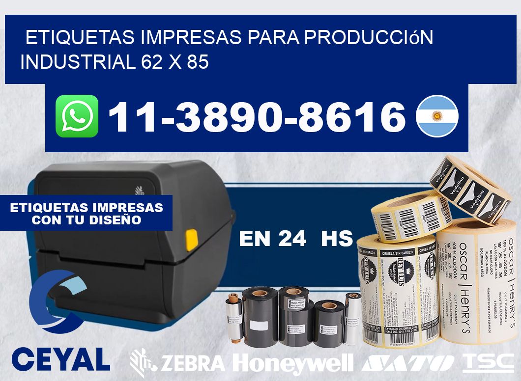 etiquetas impresas para producción industrial 62 x 85