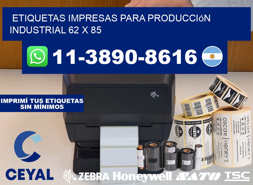 etiquetas impresas para producción industrial 62 x 85