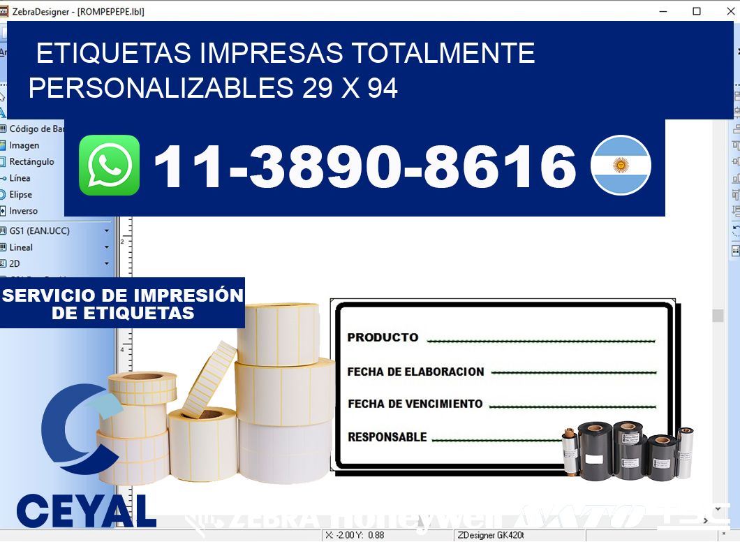 etiquetas impresas totalmente personalizables 29 x 94