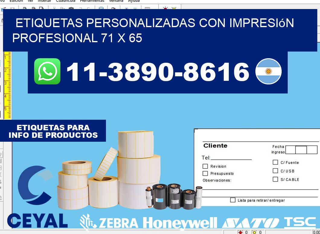 etiquetas personalizadas con impresión profesional 71 x 65