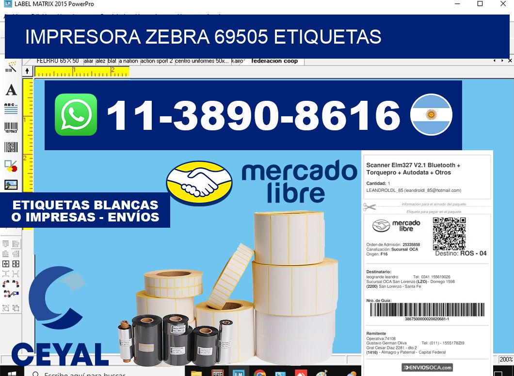 impresora zebra 69505 etiquetas