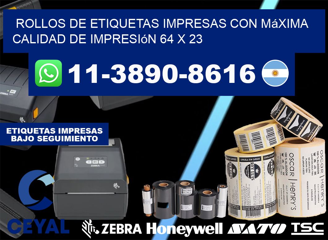 rollos de etiquetas impresas con máxima calidad de impresión 64 x 23