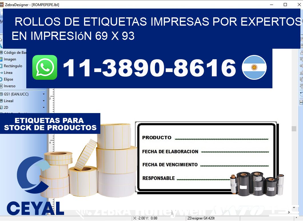 rollos de etiquetas impresas por expertos en impresión 69 x 93
