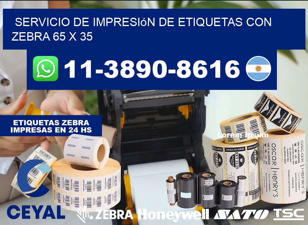 servicio de impresión de etiquetas con Zebra 65 x 35