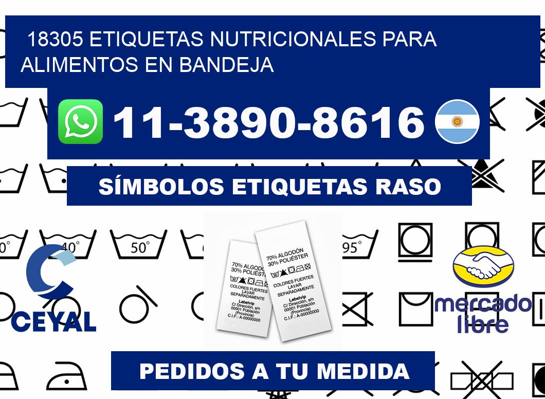 18305 etiquetas nutricionales para alimentos en bandeja