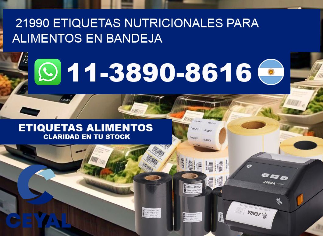 21990 etiquetas nutricionales para alimentos en bandeja