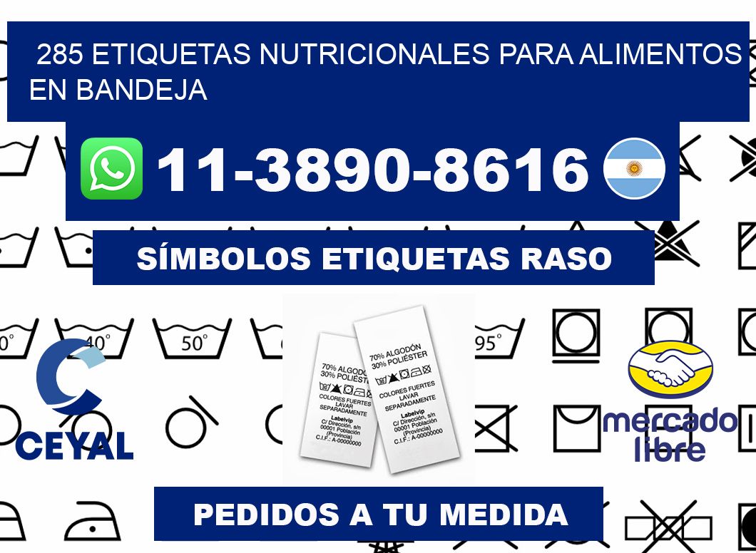285 etiquetas nutricionales para alimentos en bandeja