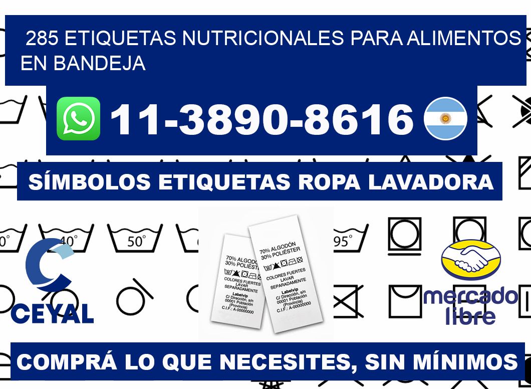 285 etiquetas nutricionales para alimentos en bandeja