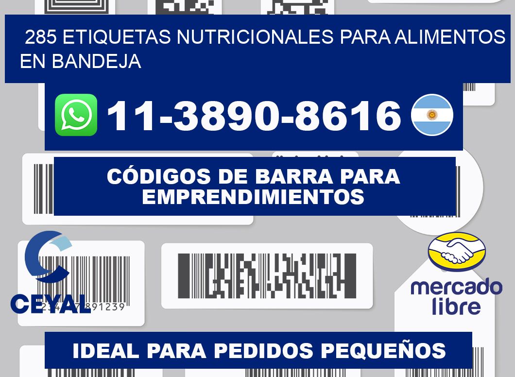 285 etiquetas nutricionales para alimentos en bandeja