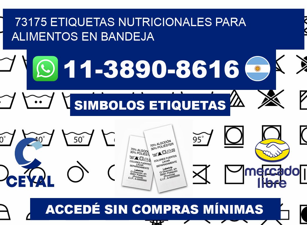 73175 etiquetas nutricionales para alimentos en bandeja