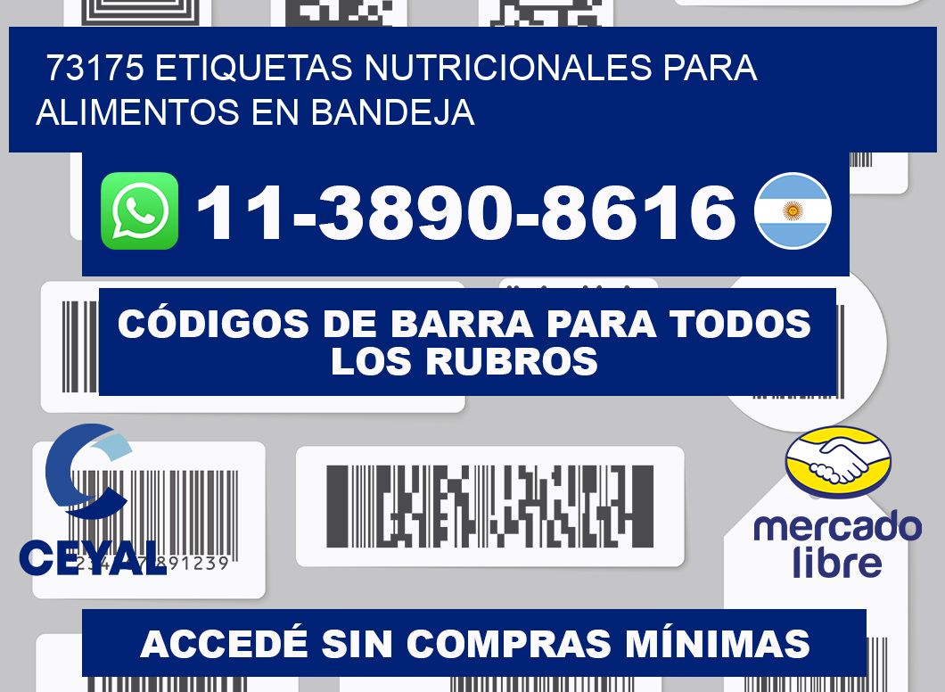 73175 etiquetas nutricionales para alimentos en bandeja