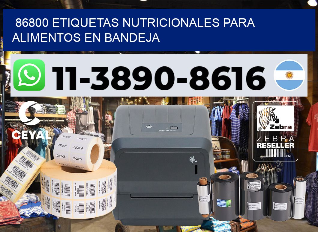 86800 etiquetas nutricionales para alimentos en bandeja