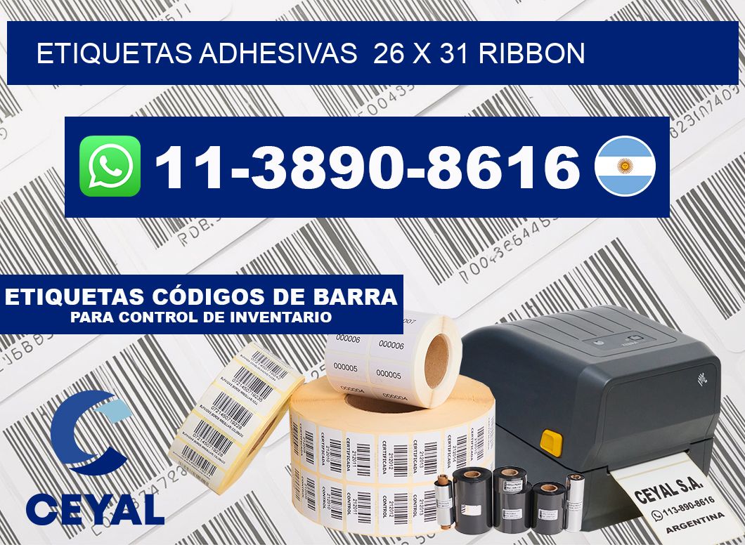 Etiquetas adhesivas  26 x 31 ribbon