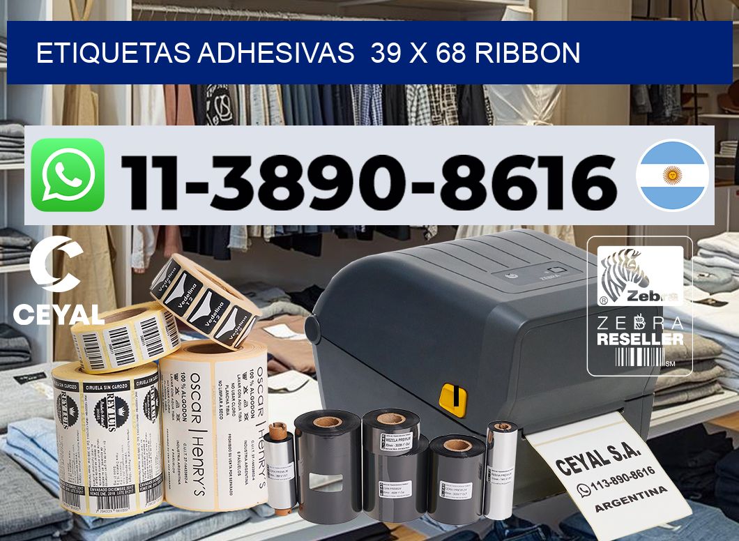 Etiquetas adhesivas  39 x 68 ribbon