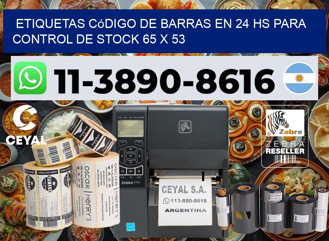 Etiquetas código de barras en 24 hs para control de stock 65 x 53