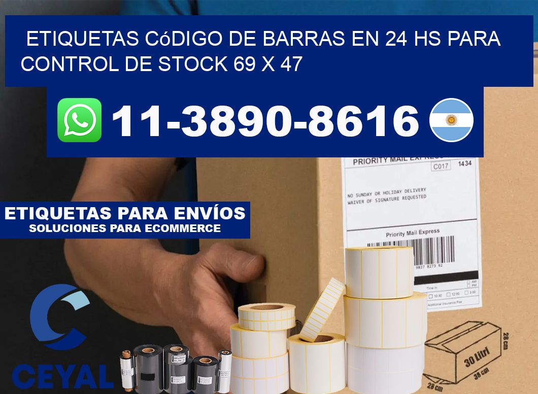 Etiquetas código de barras en 24 hs para control de stock 69 x 47
