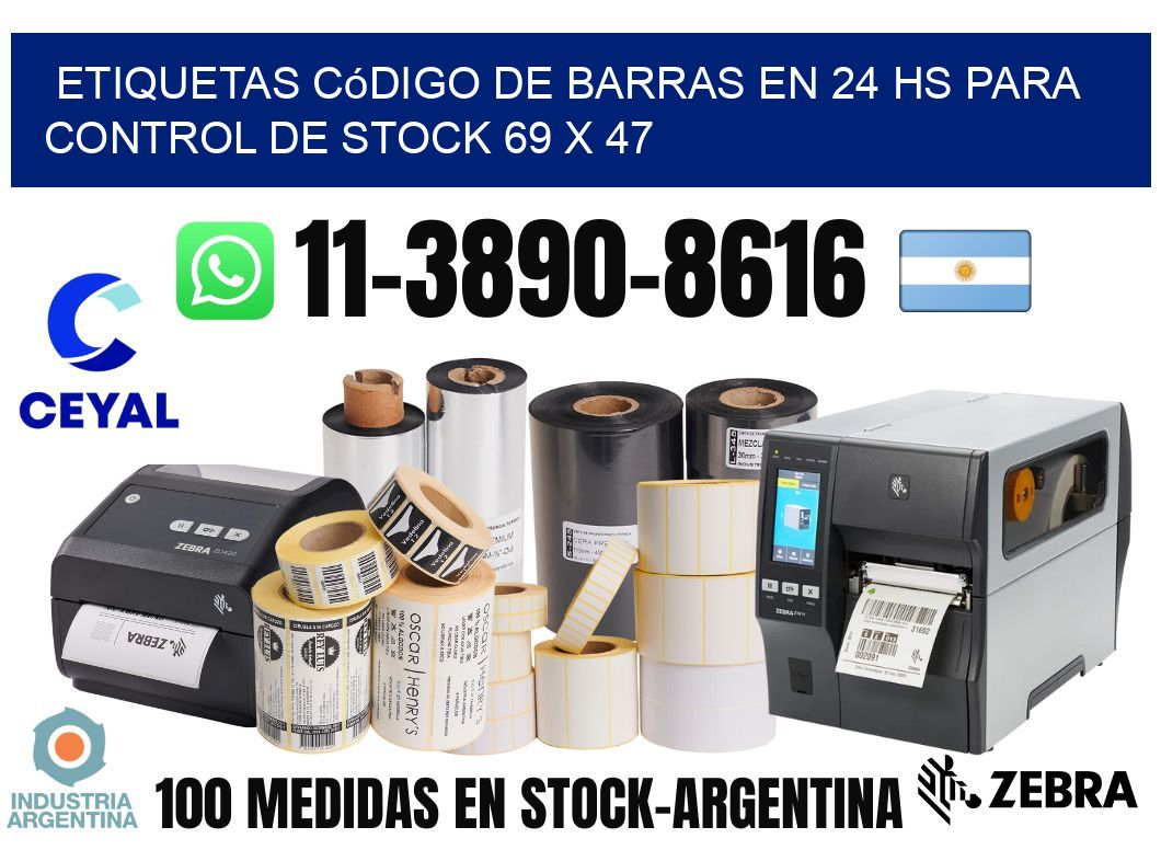 Etiquetas código de barras en 24 hs para control de stock 69 x 47