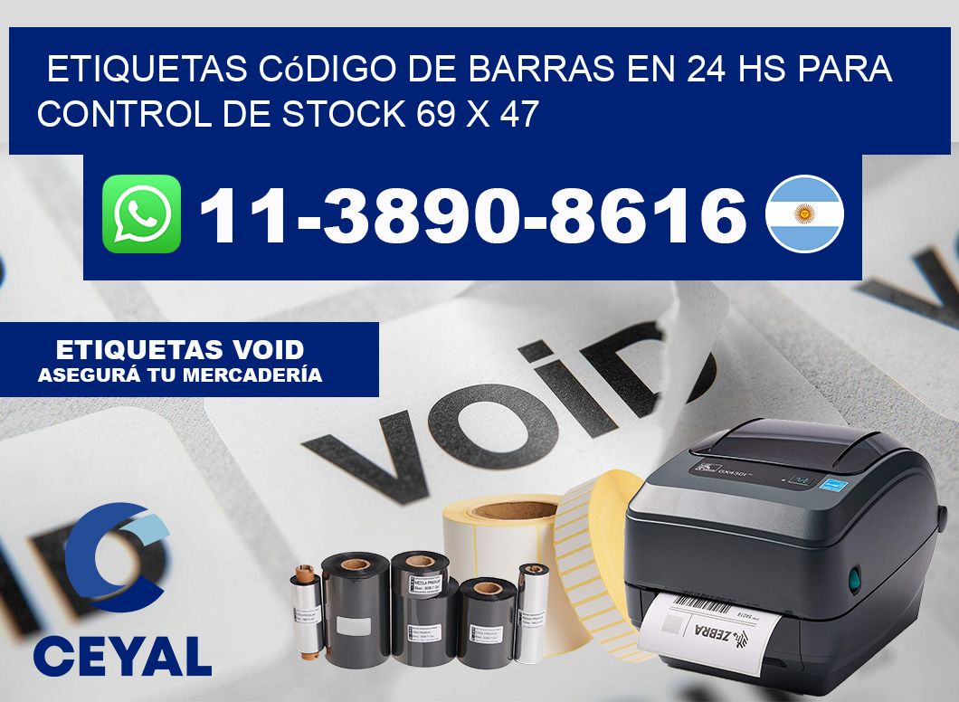 Etiquetas código de barras en 24 hs para control de stock 69 x 47