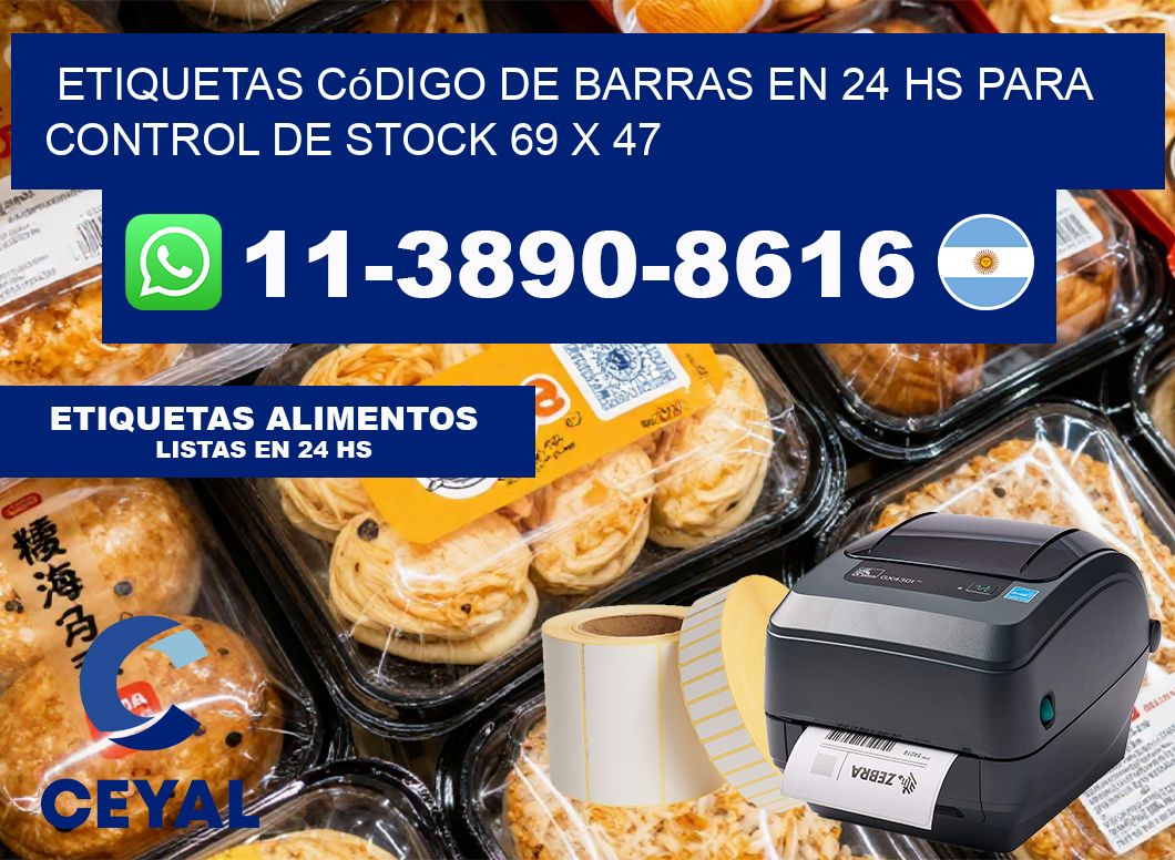 Etiquetas código de barras en 24 hs para control de stock 69 x 47