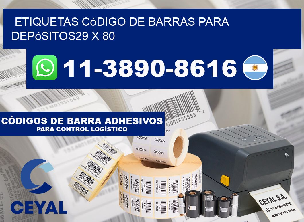 Etiquetas código de barras para depósitos29 x 80