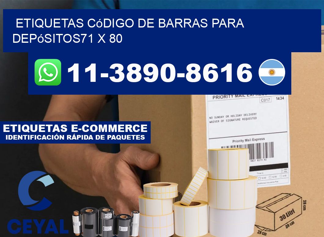Etiquetas código de barras para depósitos71 x 80