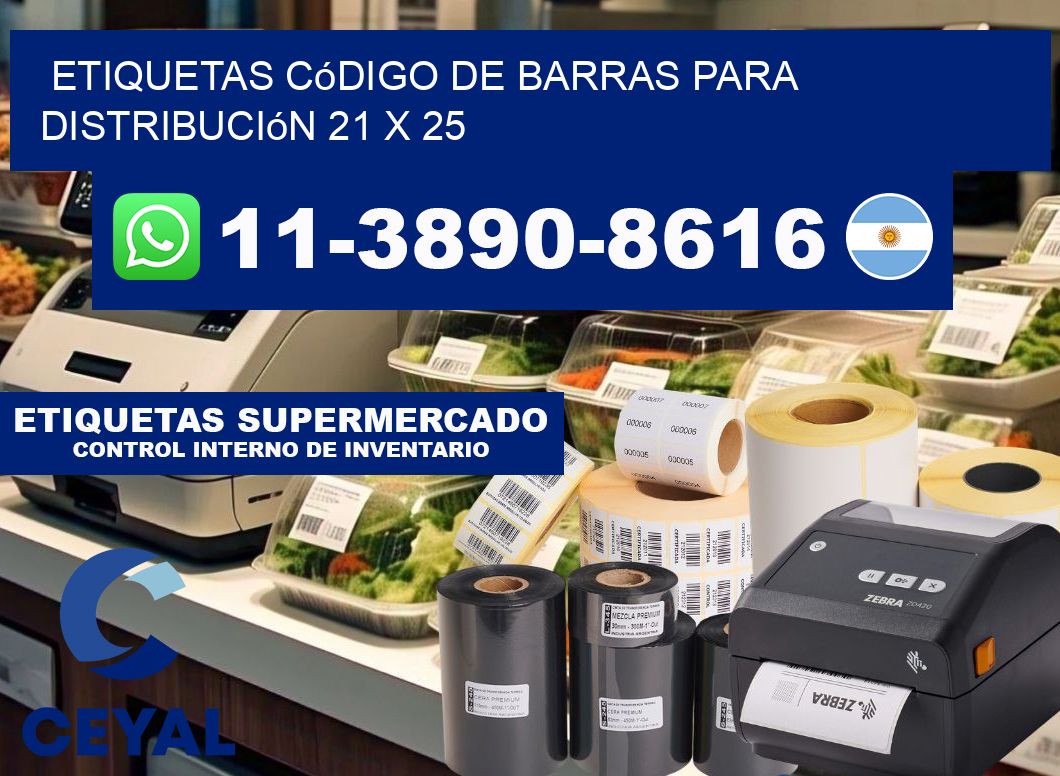 Etiquetas código de barras para distribución 21 x 25
