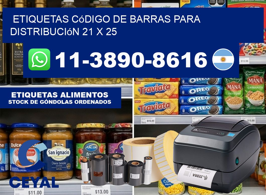 Etiquetas código de barras para distribución 21 x 25