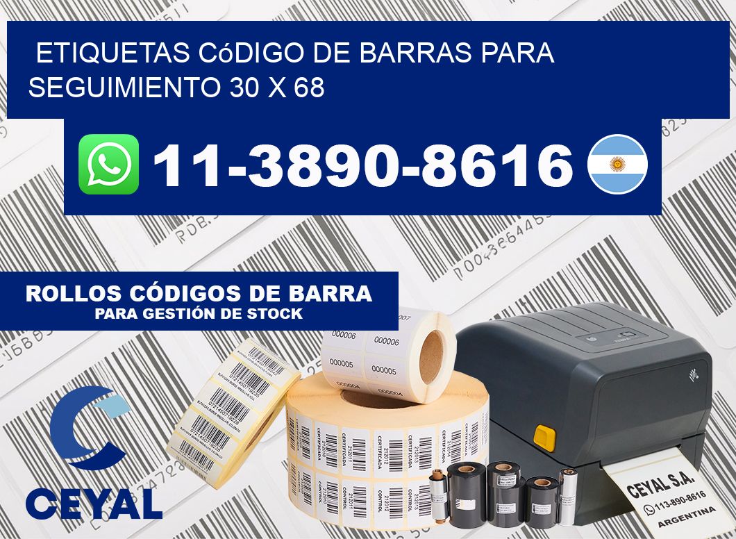 Etiquetas código de barras para seguimiento 30 x 68