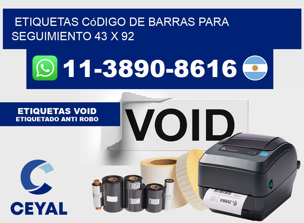 Etiquetas código de barras para seguimiento 43 x 92