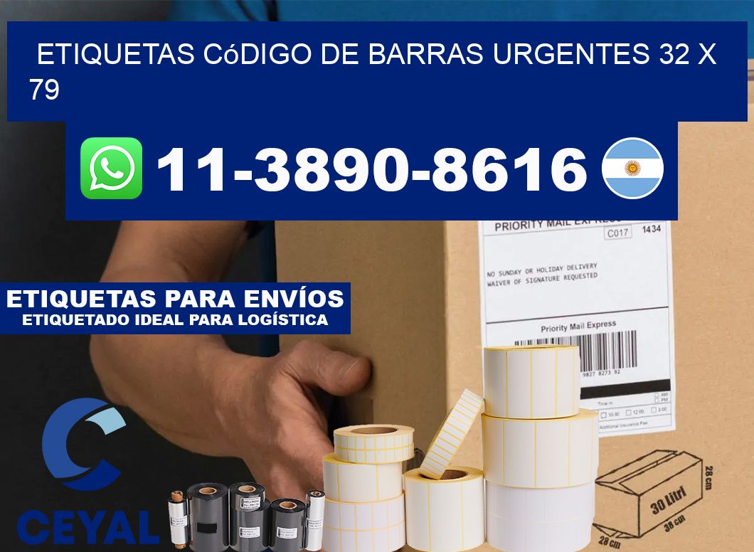 Etiquetas código de barras urgentes 32 x 79