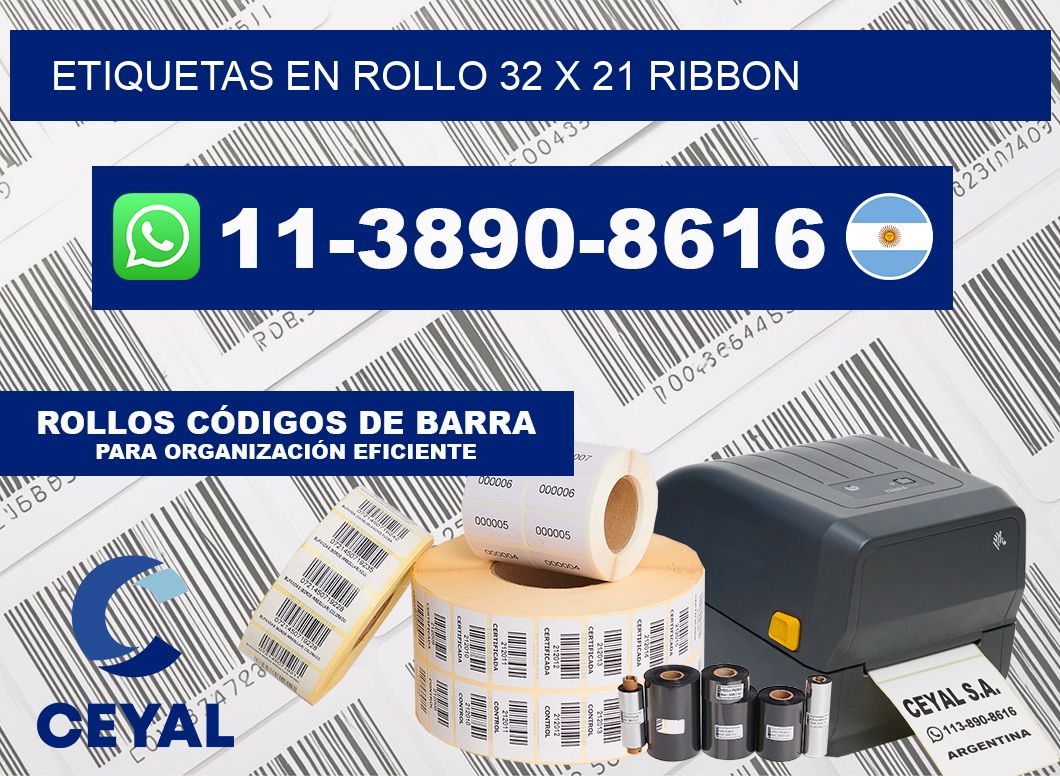 Etiquetas en rollo 32 x 21 ribbon