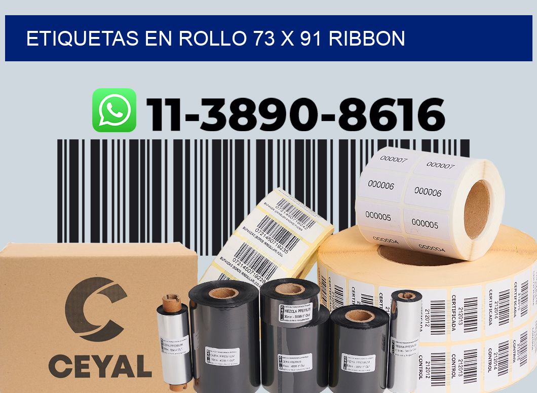 Etiquetas en rollo 73 x 91 ribbon