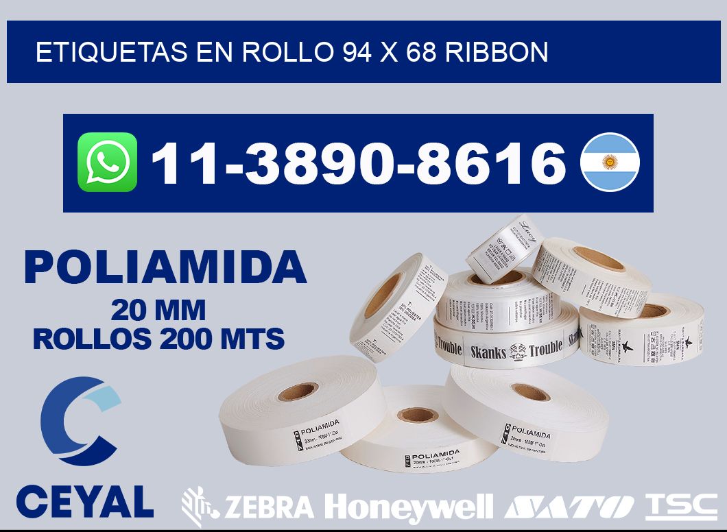 Etiquetas en rollo 94 x 68 ribbon