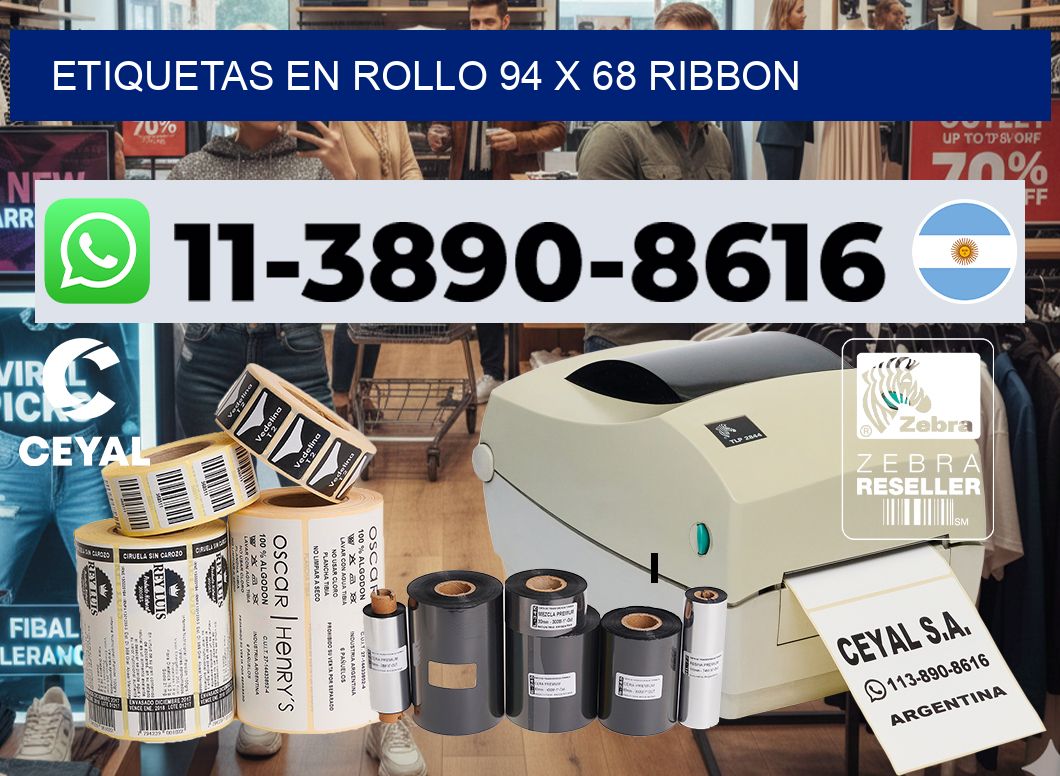 Etiquetas en rollo 94 x 68 ribbon