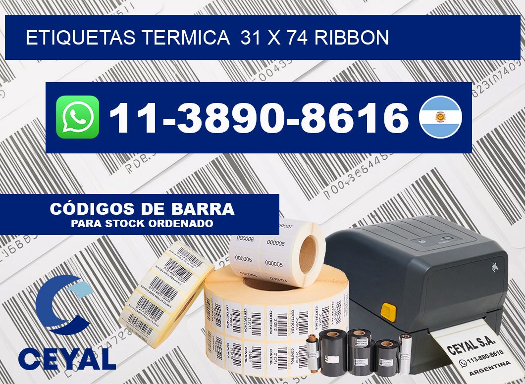 Etiquetas termica  31 x 74 ribbon