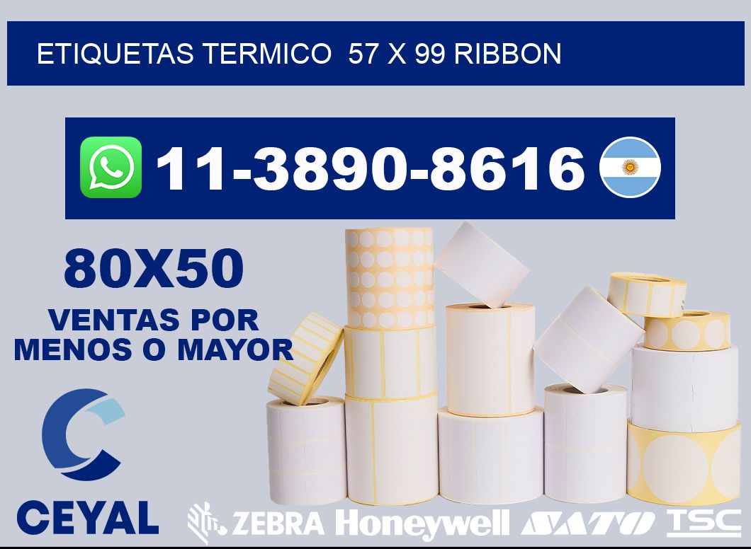 Etiquetas termico  57 x 99 ribbon