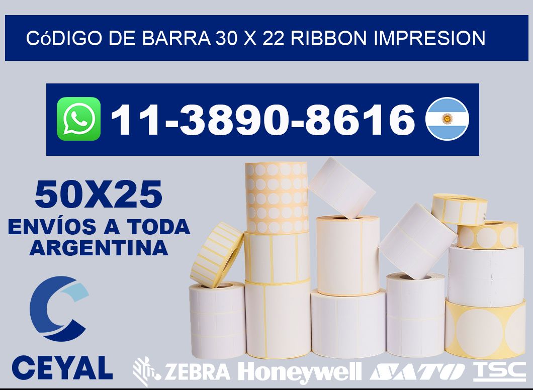 código de barra 30 x 22 ribbon impresion