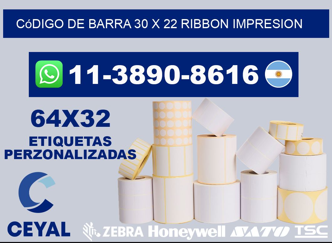 código de barra 30 x 22 ribbon impresion