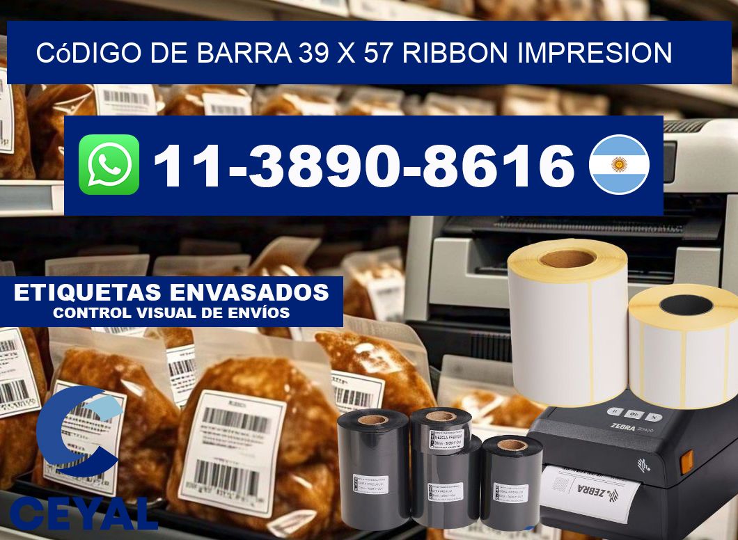 código de barra 39 x 57 ribbon impresion